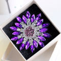 Women Fashion Flower Brooch Crystal Rhinestone Jewelry for Wedding Party Gift. 