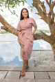 Saloni Bandage Rose Linen Midi Dress. 