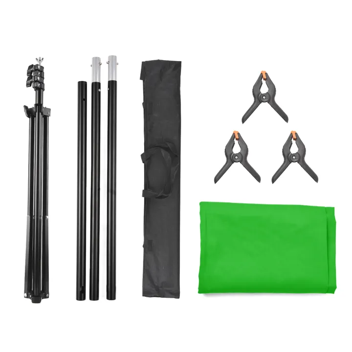 1.5%20*%202m/%205%20*%207ft%20Green%20Backdrop%20Screen%20%20Chromakey%20Background%20Photography%20Kit%20with%20Adjustable%20T-Shaped%20Background%20Stand%203pcs%20Backdrop%20Clamps%20-%20Image%202