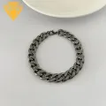 Wrist Jewelry Stylish Unisex Titanium Steel Bracelet Hip Hop Punk Jewelry Gift for Birthday Solid Color Chain with Luster Sturdy Construction Women Men Bracelet. 