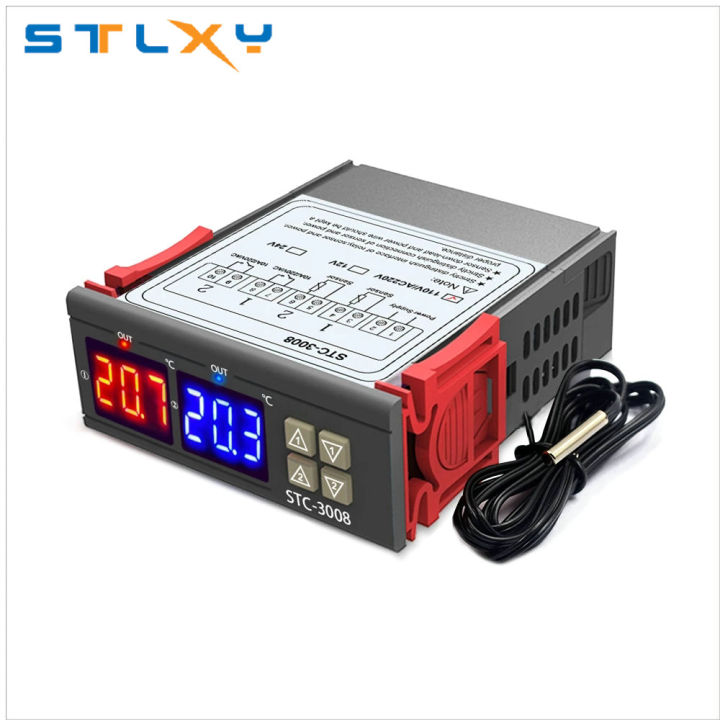 Stc-3008 Dual Digital Temperature Controller Two Relay Output 12v 24v ...