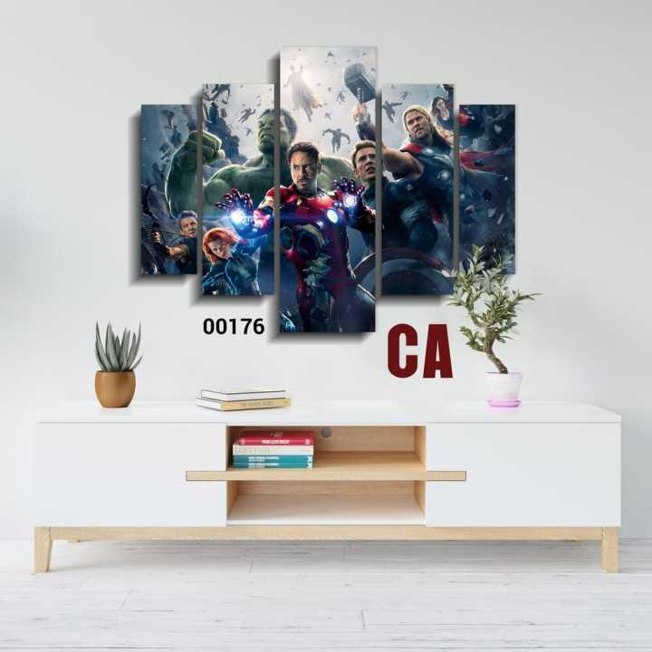 Five (5)Pieces Modern HD Printed Home Decor Wall Art Framed  -  Avengers