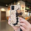 soft case phone case Phone Case For Samsung Galaxy M51/SM-M515F/DSN Bear bracelet Skin-friendly feel Black pearl pendant. 