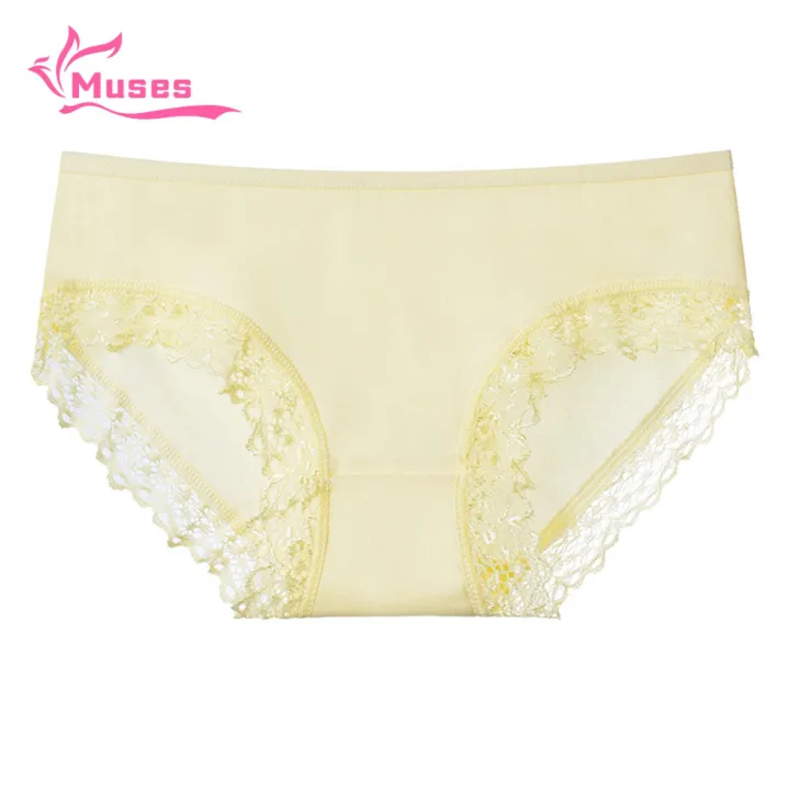 Muses Mall Fine Smooth Lace Panties Comfortable Lace Seamless Women's Briefs Moisture-wicking Butt-lifted Panties for Women Lace Underwear