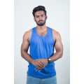 Moffi Essentials - Men's Skinny / Gym Vest -Light Blue Racer Back Tank Top. 