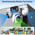 ITECH 4G SIM 4 Lens Security Camera! 20MP Crystal Clear, 12X Zoom, WiFi Outdoor Mini Cam with Spotlight & Siren Alarm HISEE. 