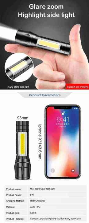 Camping%20USB%20Charging%20Flashlight,%20touch%20Alluminiam%20With%20Pen%20Clip%20-%20Image%205