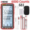 ANENG 681 Smart Digital Multimeter 6000 Counts Non-contact Voltage Tester AC/DC Voltmeter Ammeter Touch Screen Current Tester. 