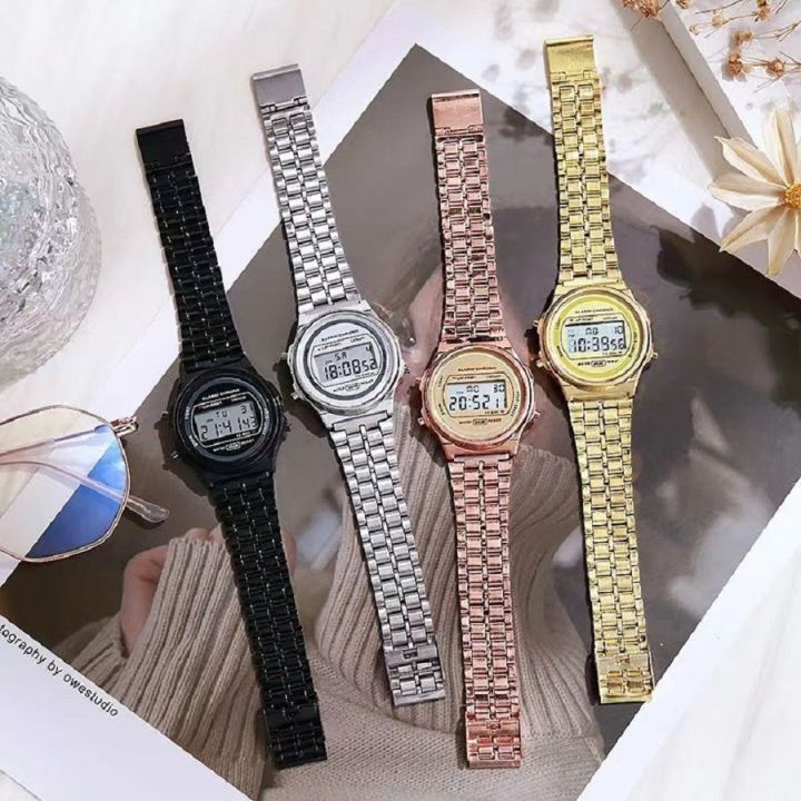 Vintage%20Fashion%20Small%20Round%20Watch%20Steel%20Band%20Small%20Gold%20Watch%20Unisex%20Hong%20Kong%20Style%20Exquisite%20Digital%20Display%20Luminous%20Electronic%20Watch%20-%20Image%203