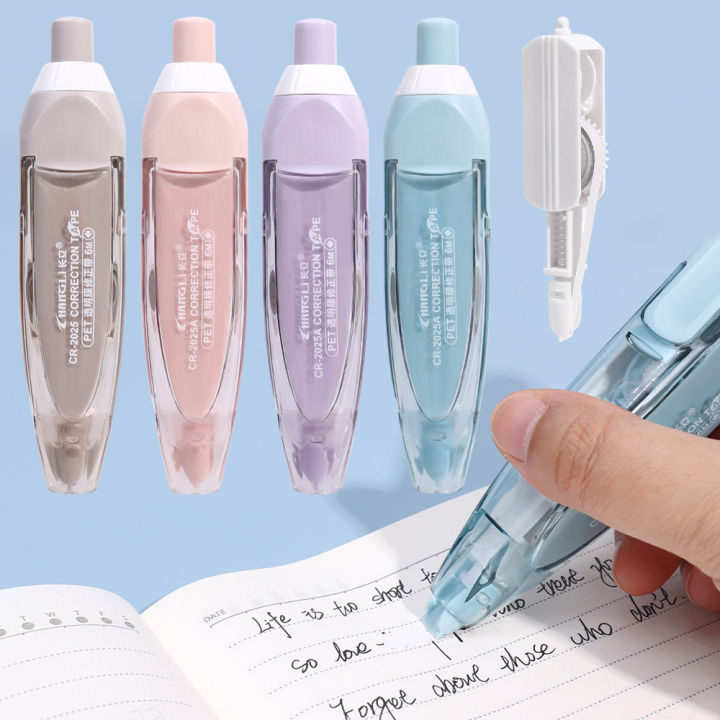 Kawaii Morandi Correction Tape Press Type White Out Correction Band Stationery Replaceable Core School Office Supplies 1Pcs