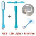 2 in 1 Combo Deal USB Fan And Light - Flexible Mini USB Fan & Light Portable Detachable Cooling Fan For Pc Power Bank USB Devices / USB Reading Light. 