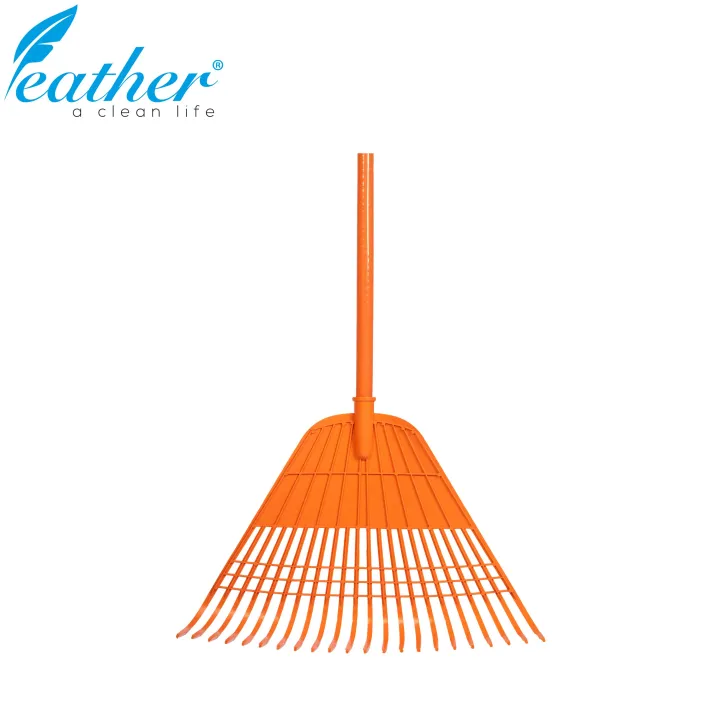 HEAVY DUTY PLASTIC GARDEN RAKE WITH 120CM PLASTIC COATED METAL HANDLE
