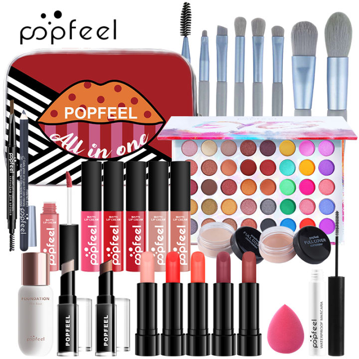 POPFEEL Makeup Kit Professional 8-56Pcs Complete Make-up Kit Makeup Box Eyeshadow Lip Gloss Concealer Cosmetic Bag Kit Maquiagem