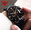 Nibosi Metal Steel Strap Date Quartz Watch Men'S Business Watches 30M Waterproof Three-Eyes Six-Needle Calendar Nightlight. 