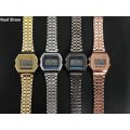 Unisex Gold Silver Steel LED Digital Men Women Fashion Watch Gift. 