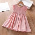 Girls' Dress 2024 Summer New Girl Ruffled Flounced Sleeve Vest Skirt Thin Princess Dress Baby Skirt. 