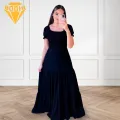 Women Evening Dress Elegant Off Shoulder Maxi Dress with Pleated Hem for Women Perfect for Evening Events in Asia Women Large Hem Dress. 