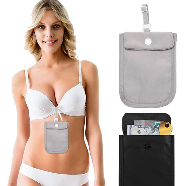 Women Hidden Bra Wallet Pickpocket Proof Bag for Money Valuables Pouch Travel Bra Purse