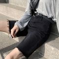 plus Size Fat mm Black Denim Shorts Women's Summer Korean-Style Loose Straight Slimming Versatile Burr Cropped Pants for Students. 