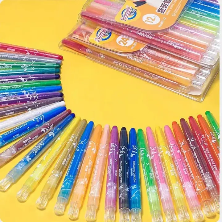 12/18/24/36PCS Scrubbable Rotary Crayon Crayons Set Color Markers ...