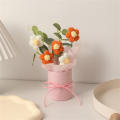 Woolen Hand-knitted flowers Elegant Colorful Valentine's Day bouquets 5Pcs buckets Wool flowers for Home decoration Wedding. 