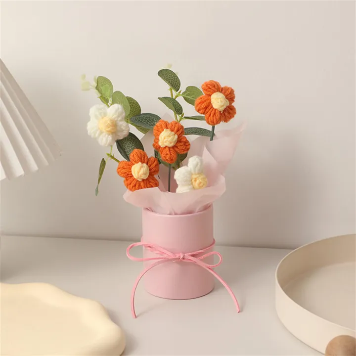 Woolen%20Hand-knitted%20flowers%20Elegant%20Colorful%20Valentine's%20Day%20bouquets%205Pcs%20buckets%20Wool%20flowers%20for%20Home%20decoration%20Wedding%20-%20Image%207