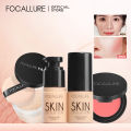 FOCALLURE Face Makeup Set Liquid Foundation Loose Powder Blusher Waterproof Long-lasting Full Coverage Concealer Women Coetics. 