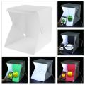 Foldable 23 cm Lightbox Mini Photo Studio, Portable Photography Cube with LED Lighting and Backdrop Kit (22.6 x 23 x 24 cm). 