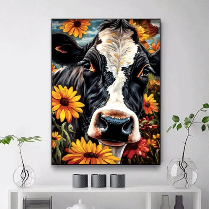 Full diamond new dot diamond cross stitch animal cow living room bedroom sunflower 5d diamond painting restaurant simple