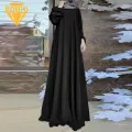 Modest Dress Vintage Dot Print Maxi Dress with A-line Silhouette Long Sleeves for Women Floor Length Abaya Robe Abaya Dress. 