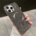 HOCE Bling Glitter Magnetic Cases For iPhone 15 14 13 12 11 Pro Max 14 15 Plus Magsafe Case Luxury Plating Soft Bumper Hard Back Phone Cover. 