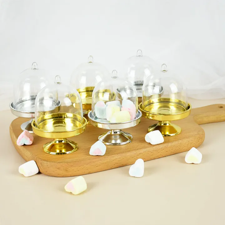 Cake%20Plate%20With%20Dome%20Cover%20Gold%20Silver%204/8%20Pieces%20Clear%20Plastic%20Mini%20Cake%20Box%20Dome%20Box%20Wedding%20Birthday%20Box%20-%20Image%205