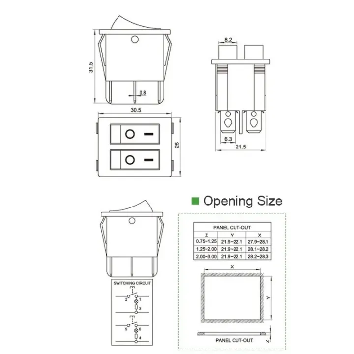 15A250V%2020A125V%20KCD8-212N%20Red%20Button%20Rocker%20Switch%206%20Pin%20Rocker%20Power%20Switch%20Double%20Rocker%20Switch%2010pcs/5Pcs/2Pcs/1Pcs%20-%20Image%202