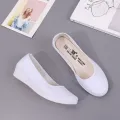 【ZOSR】One-Word Nurse Shoes Beauticians Work Comfortable Old Beijing Cloth Shoes Non Slip Soft Bottom Pure White White Shoes Women. 