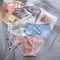 Muses Mall Lace Panties Lace Trim Low-rise Briefs Ice Silk Underwear for Daily Wear. 