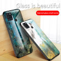 Biruiqu For Samsung Galaxy A21s Shockproof Fashion Marble Tempered Glass Back Case Cover. 