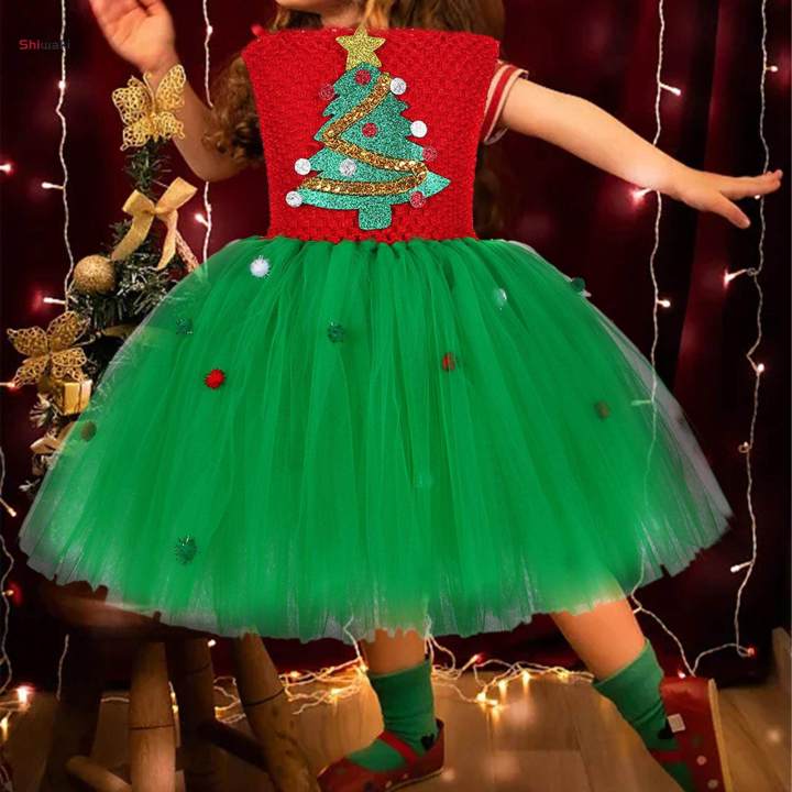 Girls%20Christmas%20Tree%20Costume%20Headwear%20Lovely%20Dress%20up%20for%20Role%20Play%20Theme%20Parties%20Winter%20-%20Image%204