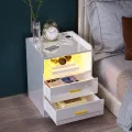 VTEC HOME Modern Lighted Bedside Table with 2 drawers / Side Table / End Table /Nightstand / Bedside Cabinet / Bedroom Furniture / Drawer Cupboard / Modern Furniture / Living Room Furniture / Lighted Furniture / Modern Bedside Cupboard - WLBC 1600. 