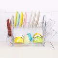 Dish Rack Cup Plate Drainer Strainer Stainless Steel Kitchen Drainer with Glass Holder - Silver Large Dish Drying Rack Cup Drainer 2-Tier Strainer Holder Tray Stainless Steel Kitchen Accessories. 