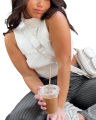 Yfashion Sleeveless Mock Turtleneck Tank Top For Women Y2K Ribbed Knit Slim Fit Solid High Neck Cropped Cami Top. 