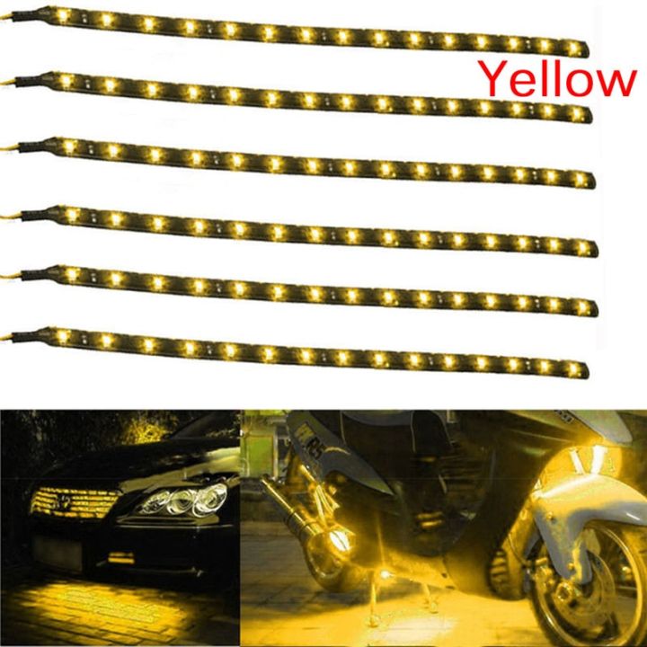 【yellow 6PCS Waterproof 12V Motor LED SMD Underbody Strip Light for Car Motorcycle Beautiful Decorative Soft