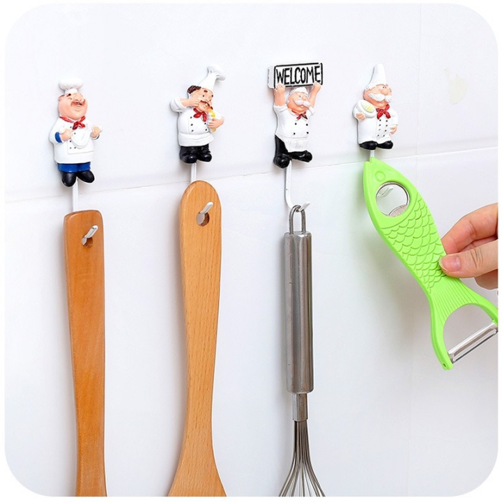 Cartoon%20Chef%20Shape%20Restaurant%20Hotel%20Wall%20Hooks%20Decorative%20Clothes%20Hanger%20Nail-Free%20Strong%20Sticky%20Hook%20Key%20Storage%20Viscose%20Hook%20-%20Image%203