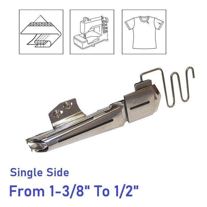 Industrial Interlock/ Flatlock Sewing Machine FOLDER (Hemmer/Binder), Right Angle SINGLE SIDE, From size 1-1/8" To 3/8"