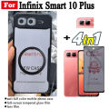 4 in 1 Infinix Smart 10 Plus Shockproof Phone Case With Magnetic Wireless Charging Sticker For Infinix Smart 10 X6725 Anti Spy Privacy Full Coverage Tempered Glass +Lens Film. 
