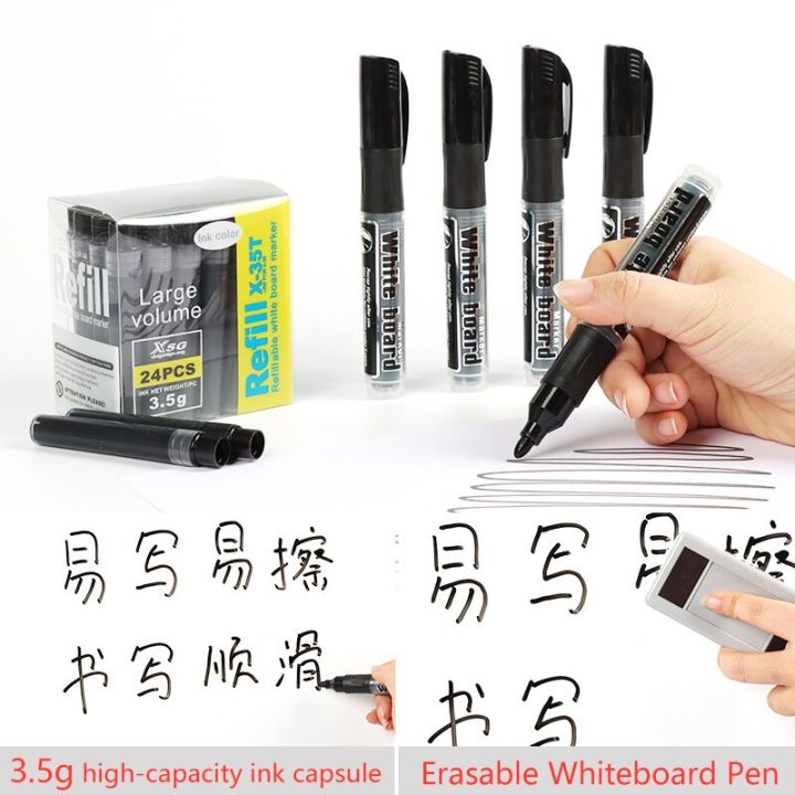 Erasable%20Whiteboard%20Pen%20Replaceable%20Ink%20Capsules%20Blackboard%20Pens%20Black/Blue/Red/Green%202.0mm%20Ink%20Crude%20Nib%20School%20Stationery%20-%20Image%204
