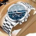 Professional Office Wear Rich Look Stainless Steel Watch For Man - Luxury Quartz Analog Business Chain Metered Dial Casual Wrist Watches For Men Boys Gents Black White Blue TM. 