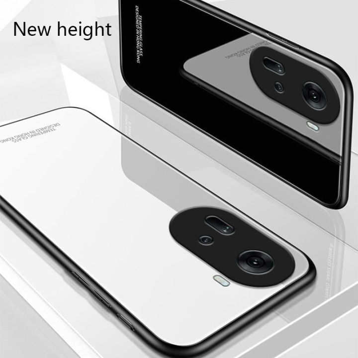 Biruiqu%20For%20OPPO%20Reno%2011%205G%20Shockproof%20Tempered%20Glass%20Back%20Soft%20Silicone%20Edge%20Black%20Case%20Cover%20Casing%20-%20Image%202