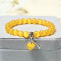 Fashion Natural Color Agate Cat's Eye Stone Bracelet For Women Crystal Beaded Bracelet Aesthetic Bangles Jewelry ANLAN. 