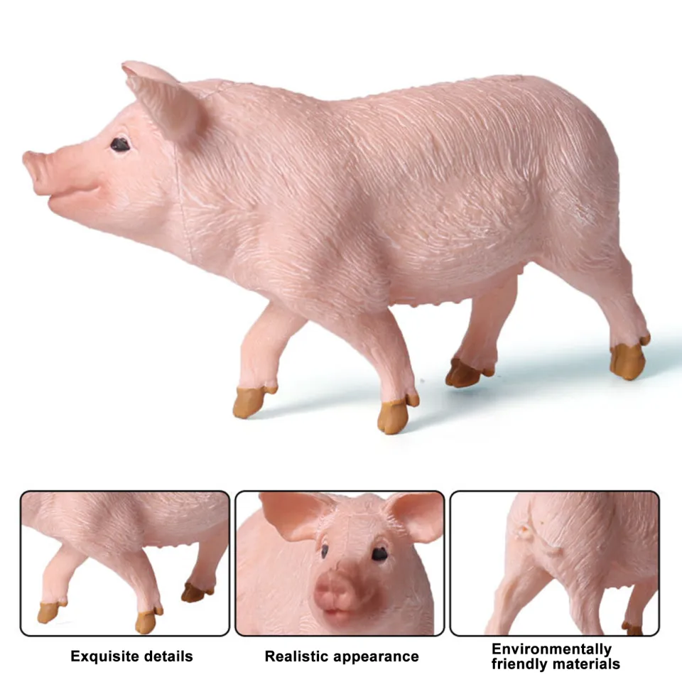DOYIFUN 4 Pcs Realistic Farm Pig Animals Model Figure Toy Set,Barn Farm Pig Figurines Collection Playset With Farm Keepers, Preschool Science Educational Learn Cognitive Props - View #5