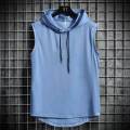 EB Men Tank Top Ins Trendy Sports Kam Shoulder Bottom Shirt Hooded Loose Korean Solid Sleeveless T-Shirt Top. 